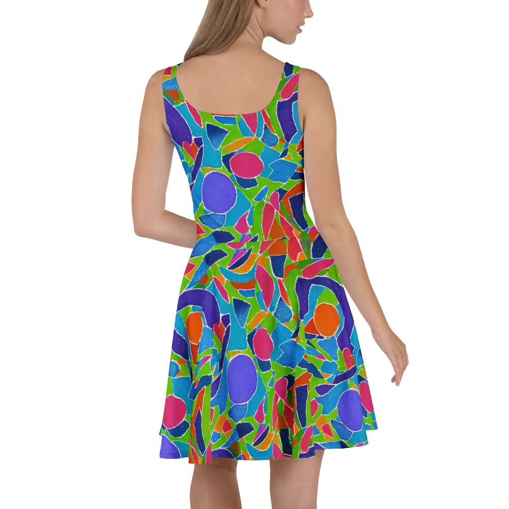 Vivid Fragments on Skater Dress — Back