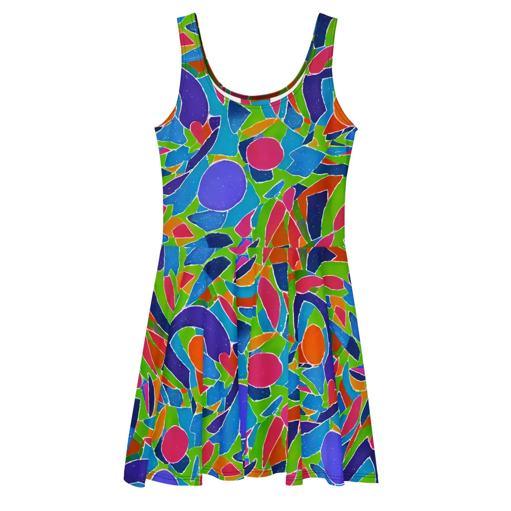 Vivid Fragments on Skater Dress — Front
