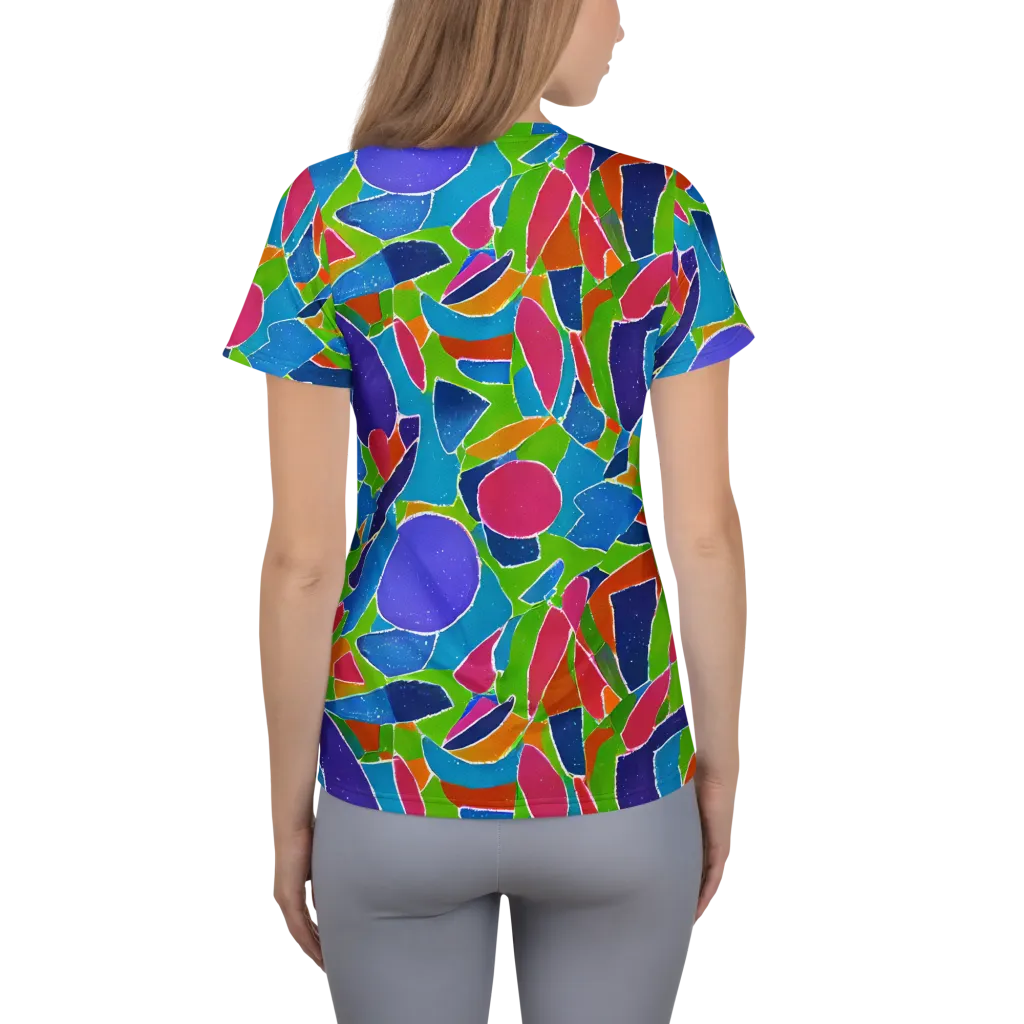Vivid Fragments on Women's Athletic T-Shirt — Back