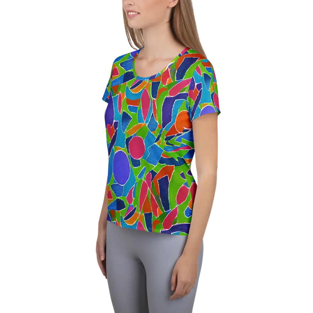 Vivid Fragments on Women's Athletic T-Shirt — Left
