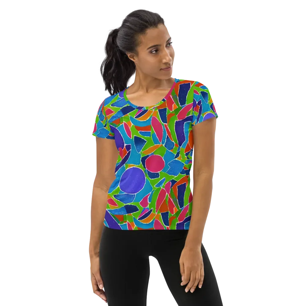 Vivid Fragments on Women's Athletic T-Shirt — Front