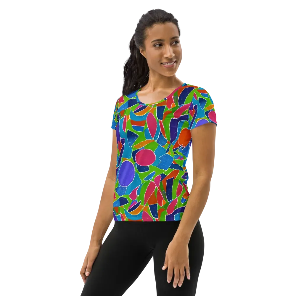 Vivid Fragments on Women's Athletic T-Shirt — Left