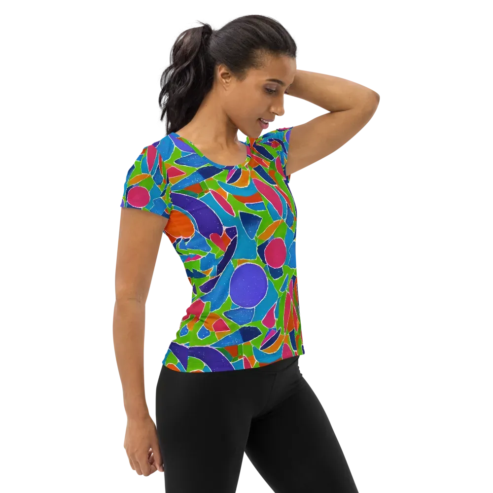 Vivid Fragments on Women's Athletic T-Shirt — Right