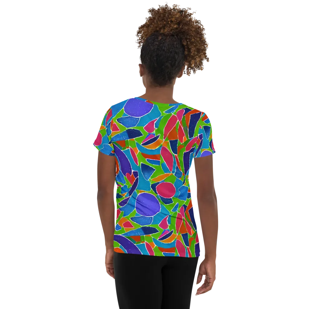 Vivid Fragments on Women's Athletic T-Shirt — Back