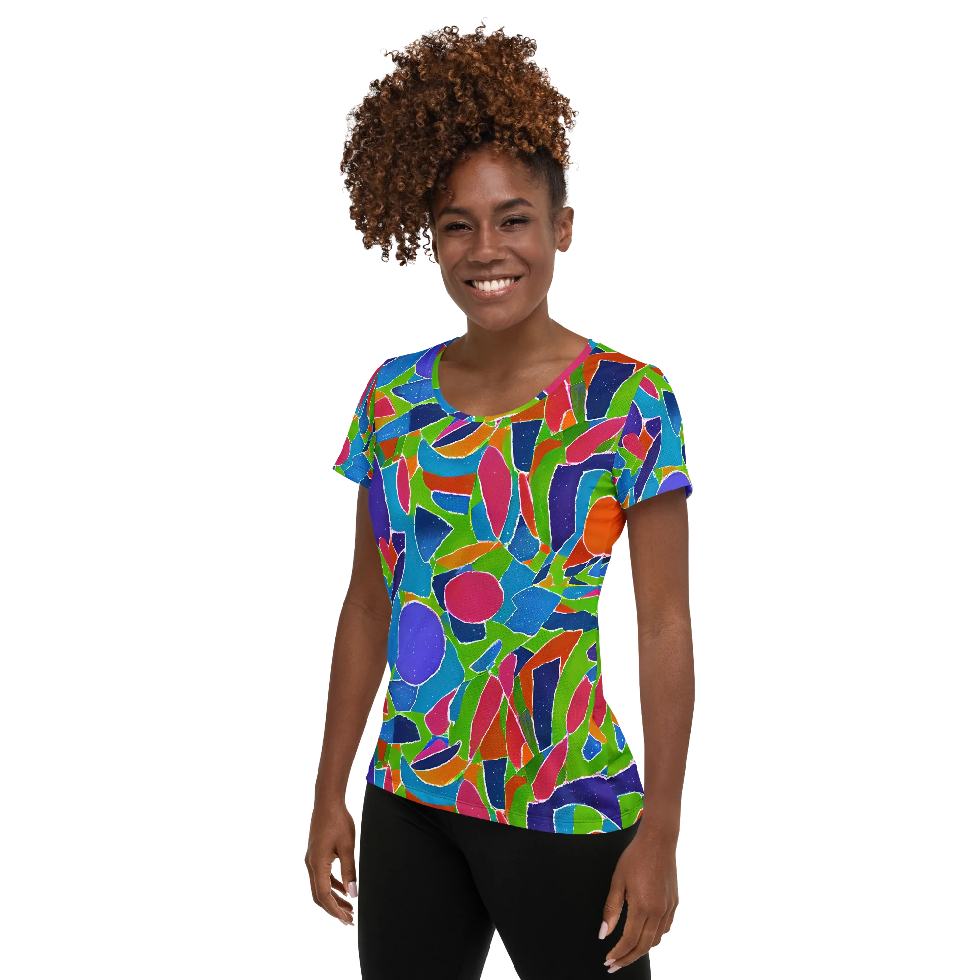 Vivid Fragments on Women's Athletic T-Shirt — Left