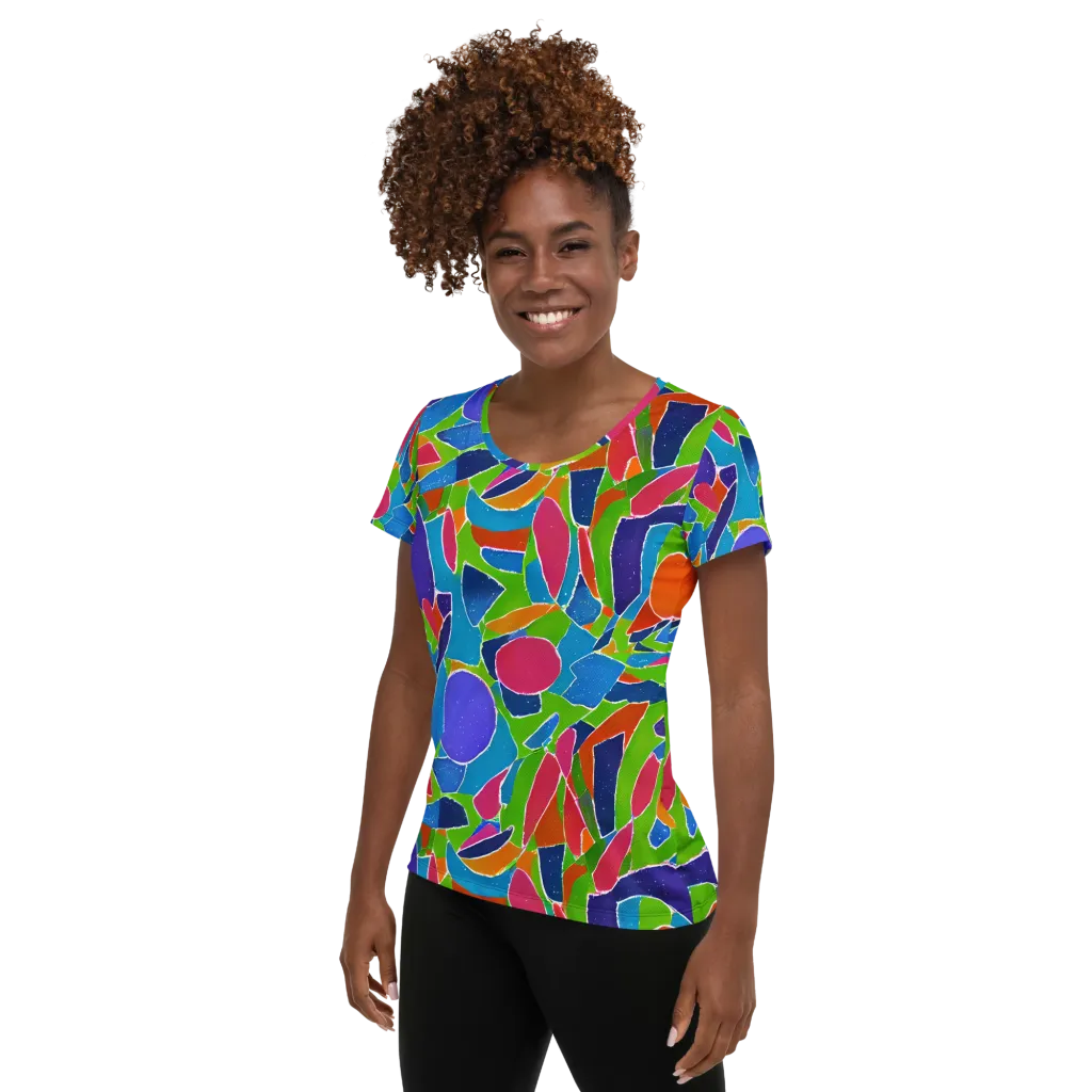 Vivid Fragments on Women's Athletic T-Shirt — Left