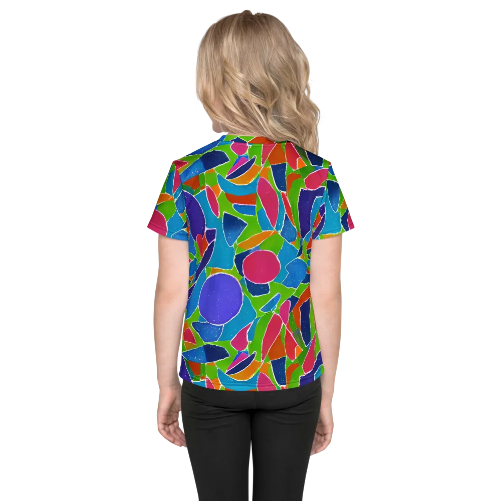 Vivid Fragments on Kids Crew Neck T-Shirt — Back
