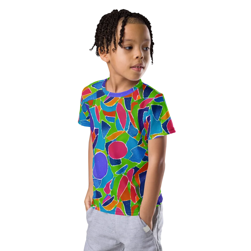 Vivid Fragments on Kids Crew Neck T-Shirt — Left Front