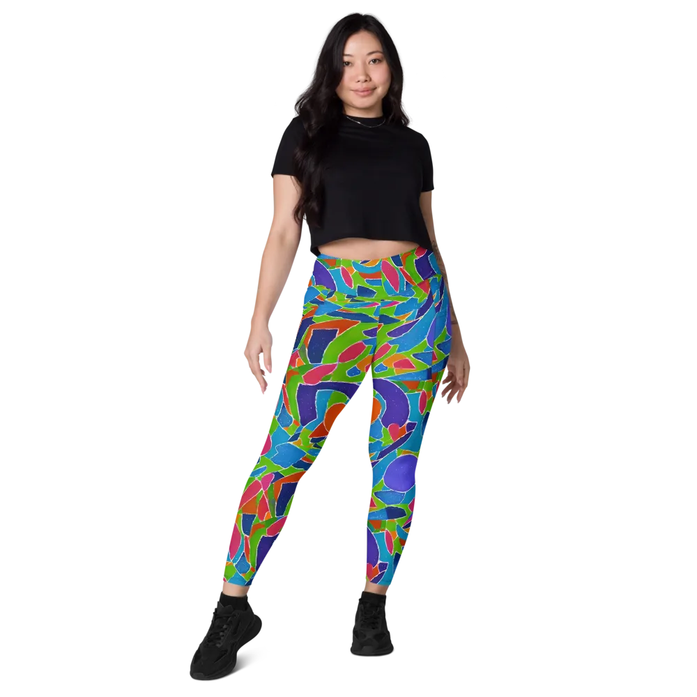 Vivid Fragments on Leggings with Pockets — Front