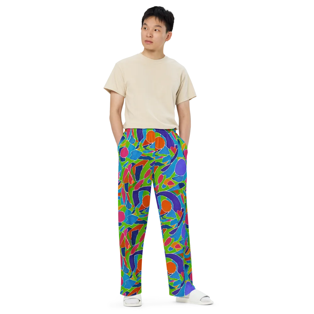 Vivid Fragments on Wide-Leg Pants — Front