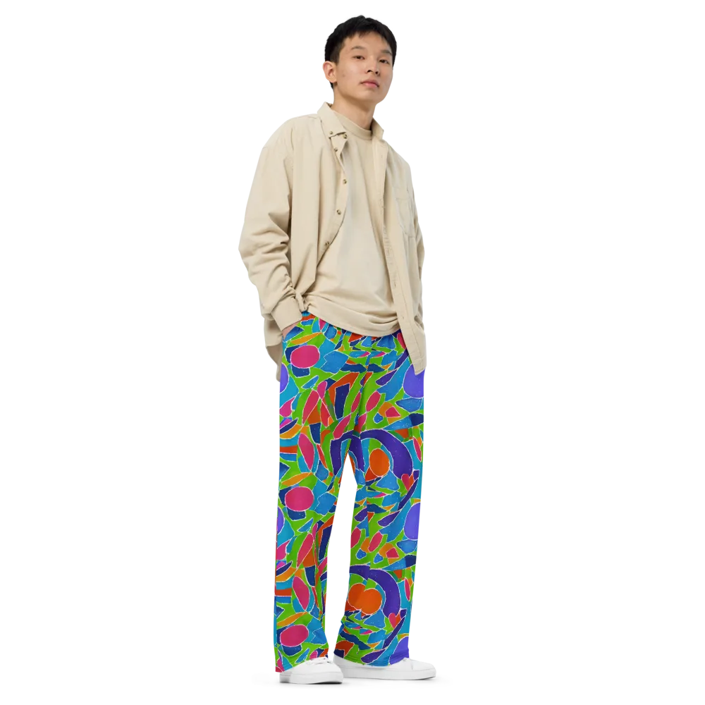 Vivid Fragments on Wide-Leg Pants — Right Front