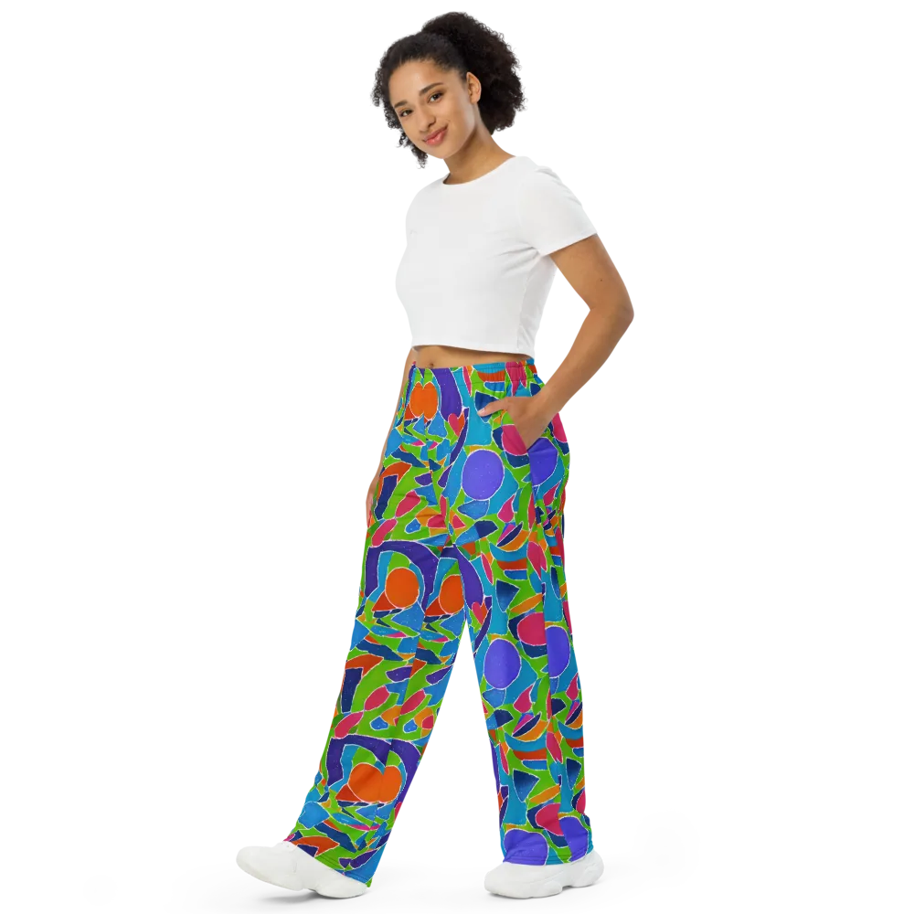 Vivid Fragments on Wide-Leg Pants — Left Front