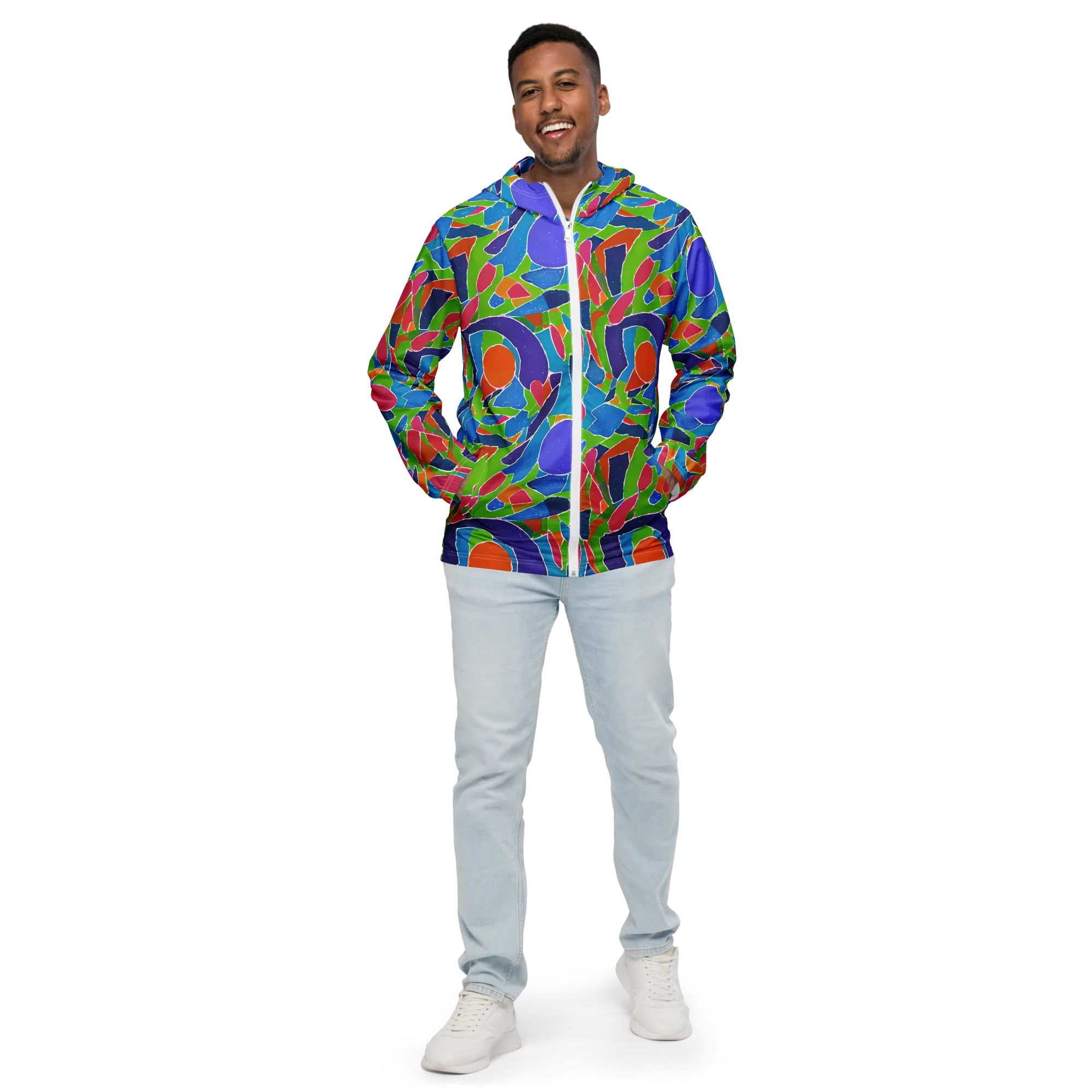 Vivid Fragments on Men's Windbreaker — Front