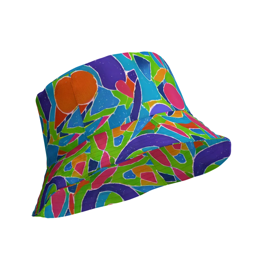 Vivid Fragments on Reversible Bucket Hat — Product details Outside
