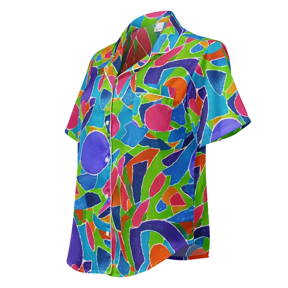 Vivid Fragments on Women's Short Sleeve Pajama Top — Left Front