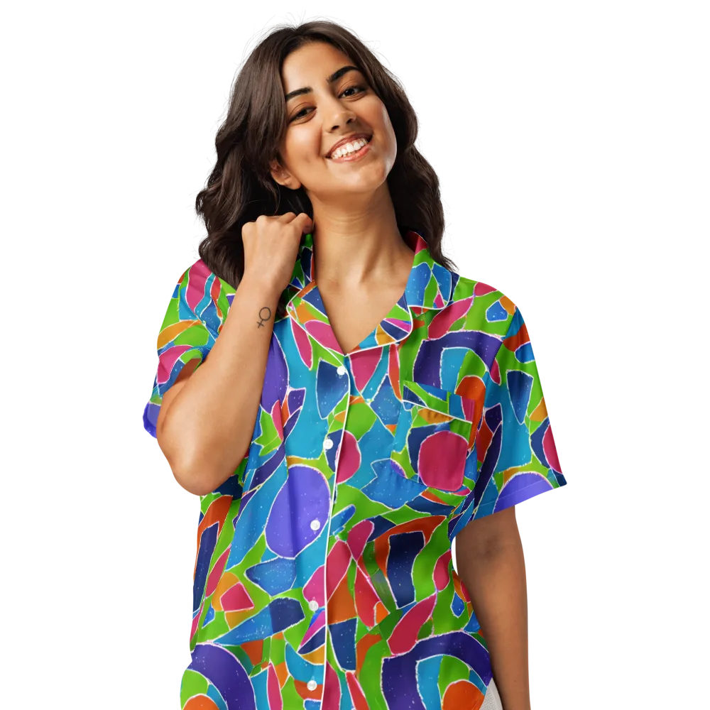 Vivid Fragments on Women's Short Sleeve Pajama Top — Front