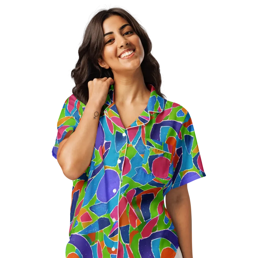 Vivid Fragments on Women's Short Sleeve Pajama Top — Front