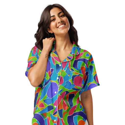 Vivid Fragments on a Women's Short Sleeve Pajama Top