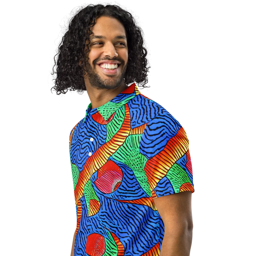 Molten Maze on Men's Slim Fit Polo Shirt — Left Front