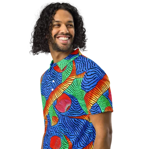 Molten Maze on a Men's Slim Fit Polo Shirt