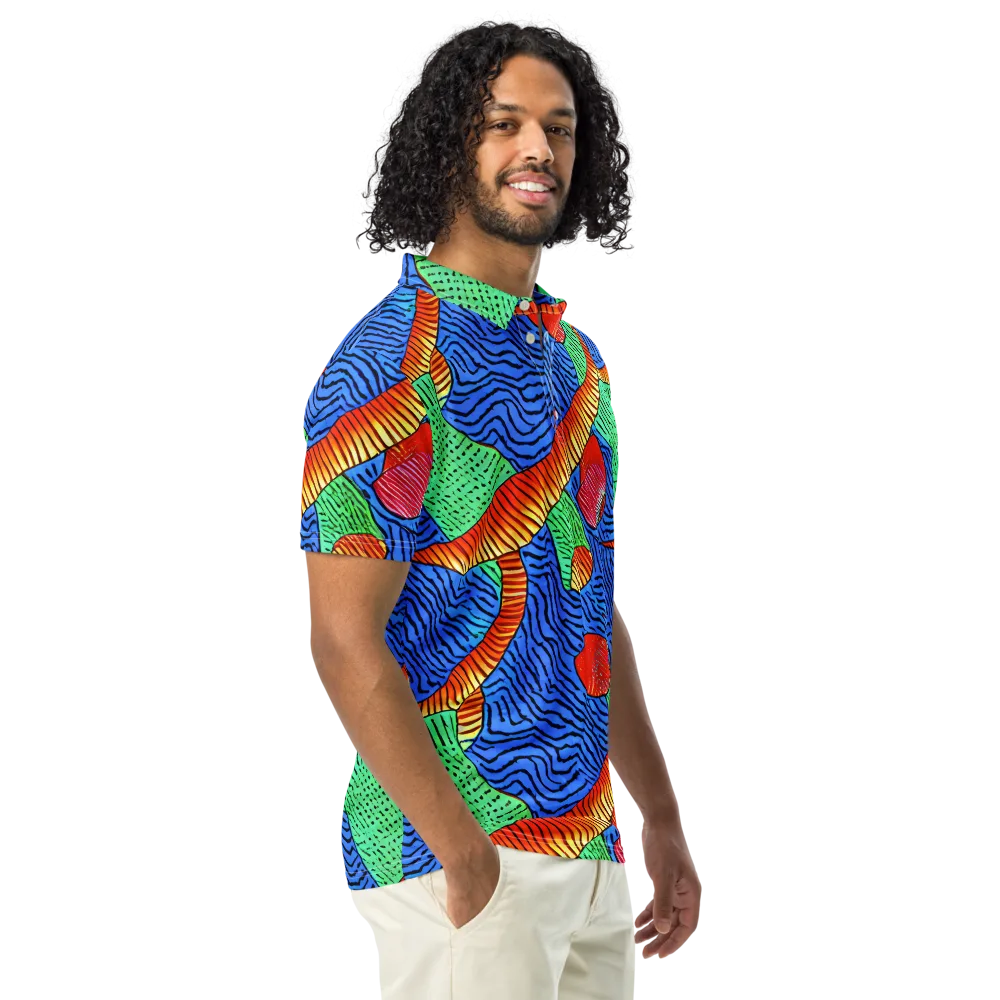 Molten Maze on Men's Slim Fit Polo Shirt — Right Front