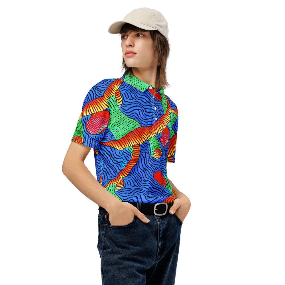 Molten Maze on Men's Slim Fit Polo Shirt — Right Front