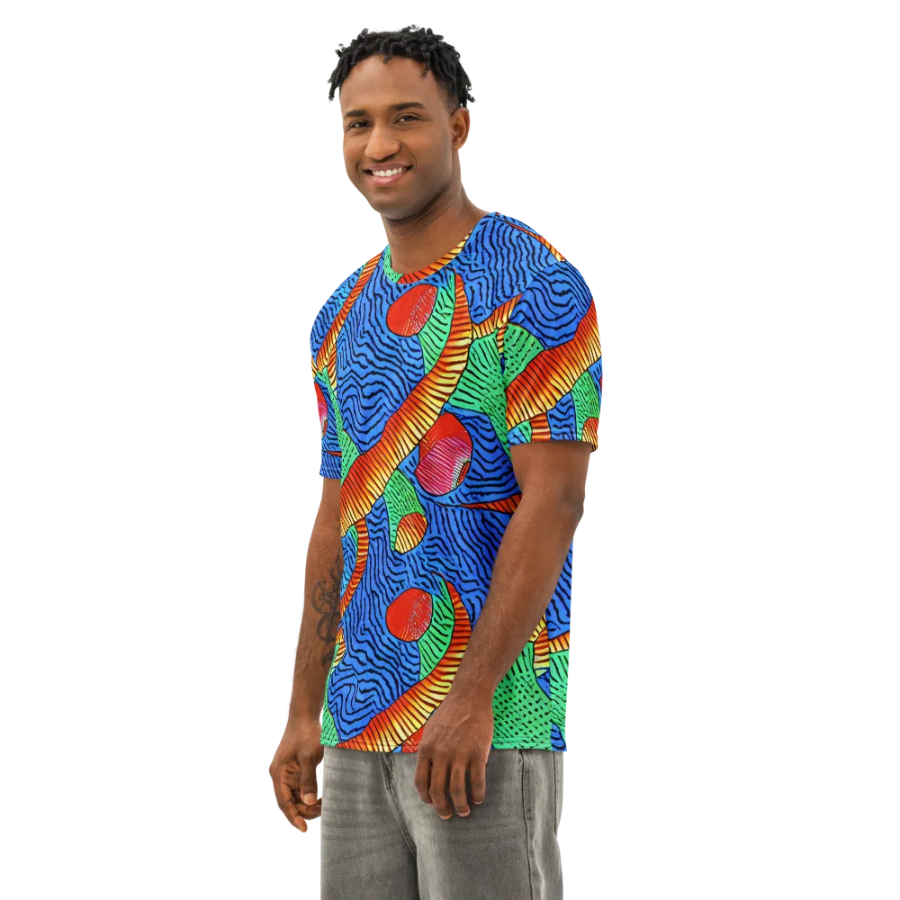 Molten Maze on Men's Cotton Crew Neck T-Shirt — Left Front