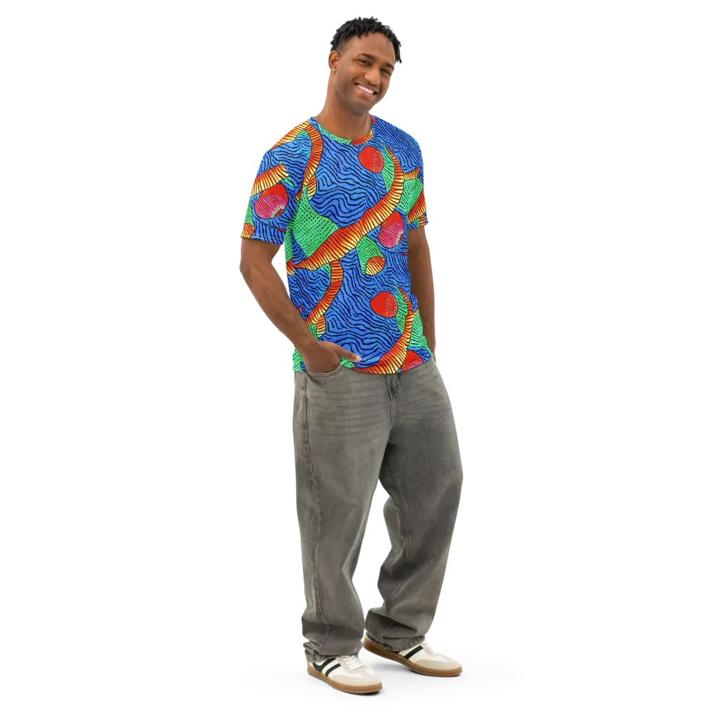 Molten Maze on Men's Cotton Crew Neck T-Shirt — Right Front