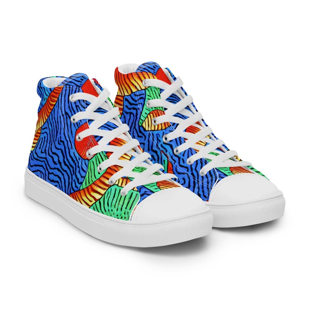 Molten Maze on Men's High Top Canvas Shoes — Right Front
