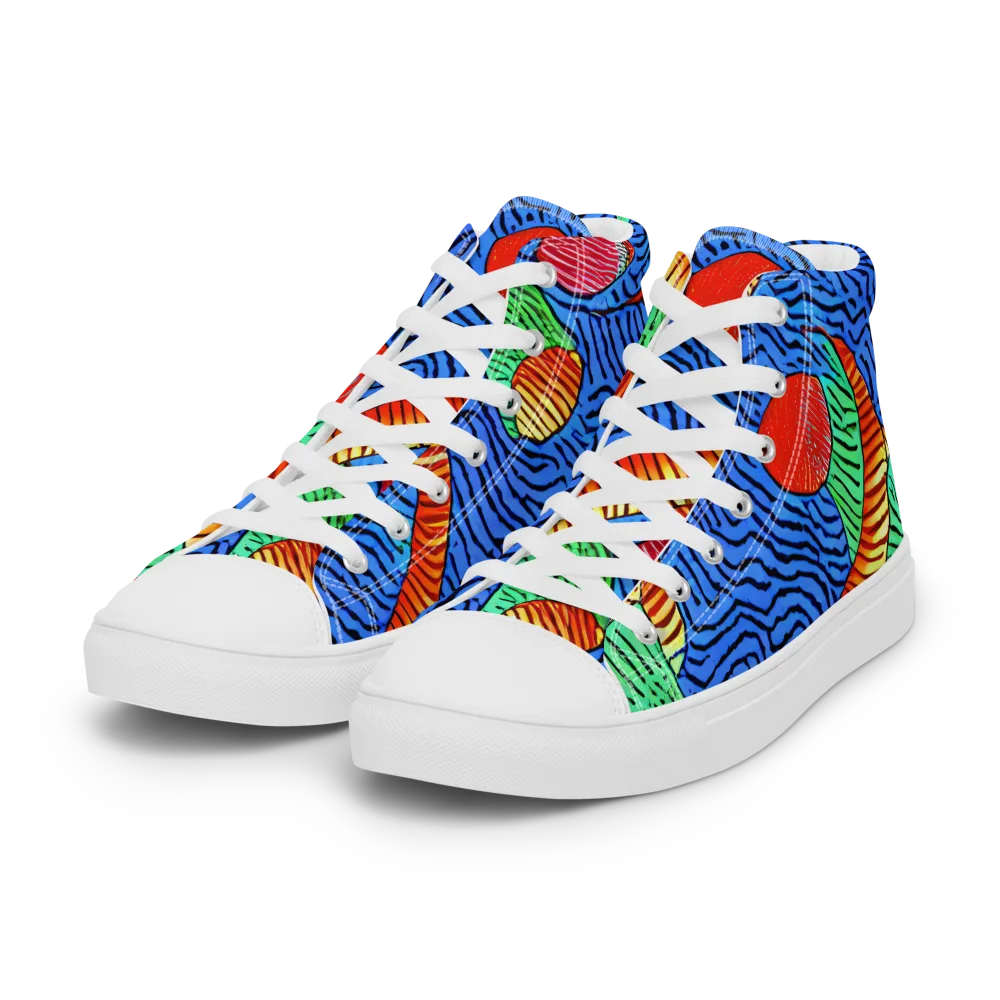Molten Maze on Women's High Top Canvas Shoes — Left Front