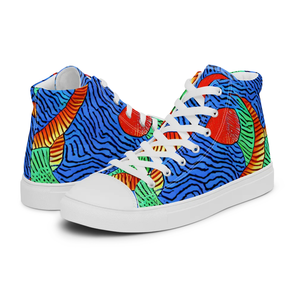 Molten Maze on Women's High Top Canvas Shoes — Left