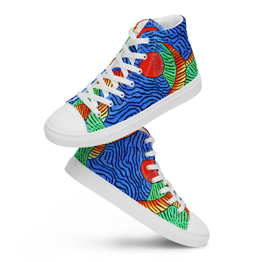 Molten Maze on Women's High Top Canvas Shoes — Front