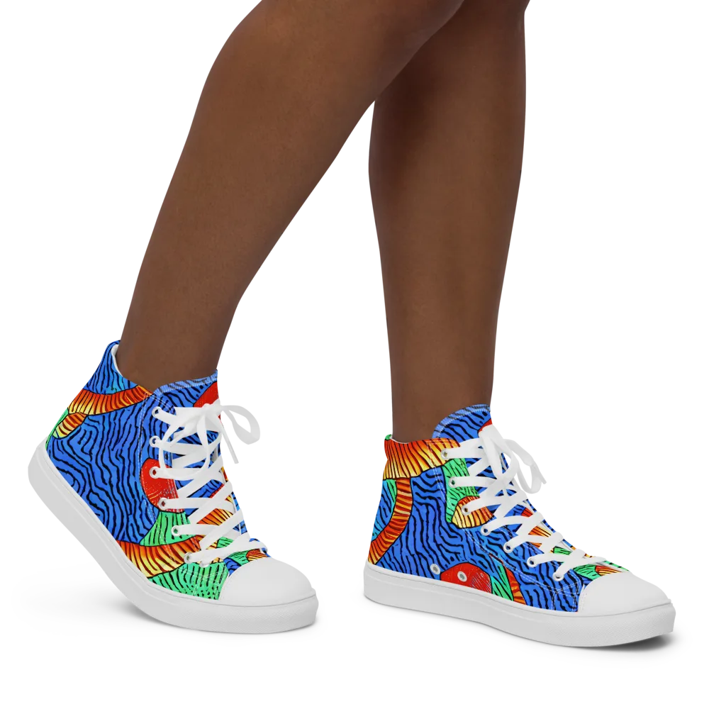 Molten Maze on Women's High Top Canvas Shoes — Right