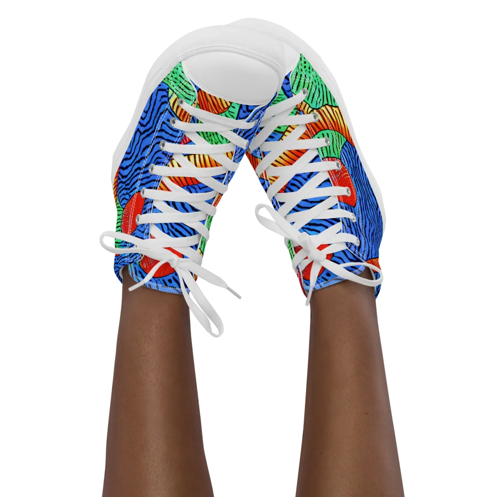 Molten Maze on Women's High Top Canvas Shoes — Front