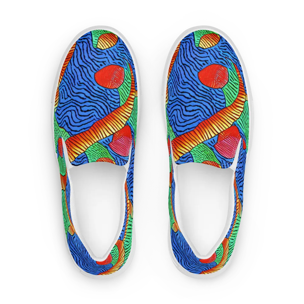 Molten Maze on Men's Slip-On Canvas Shoes — Front
