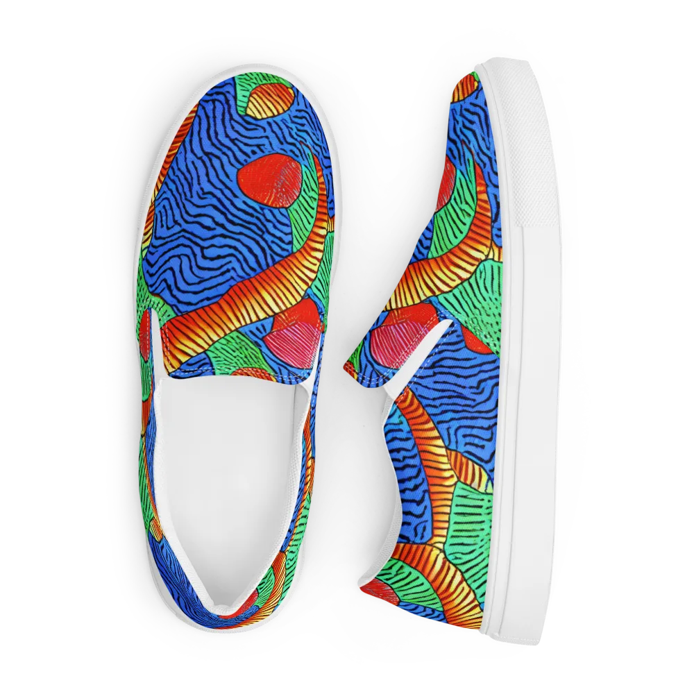 Molten Maze on Men's Slip-On Canvas Shoes — Front