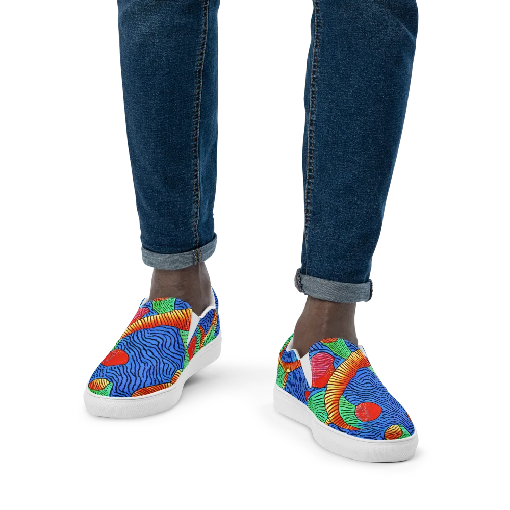 Molten Maze on Men's Slip-On Canvas Shoes — Front