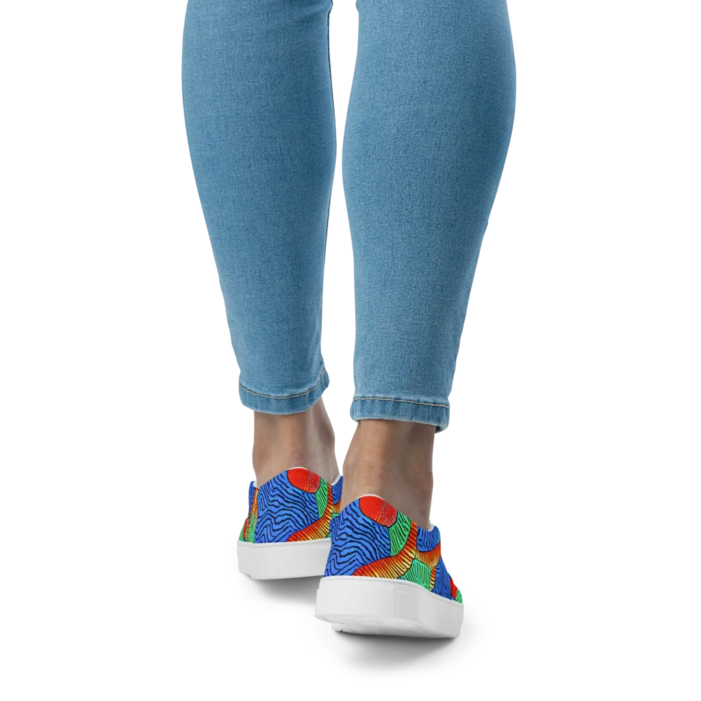 Molten Maze on Women's Slip-On Canvas Shoes — Back