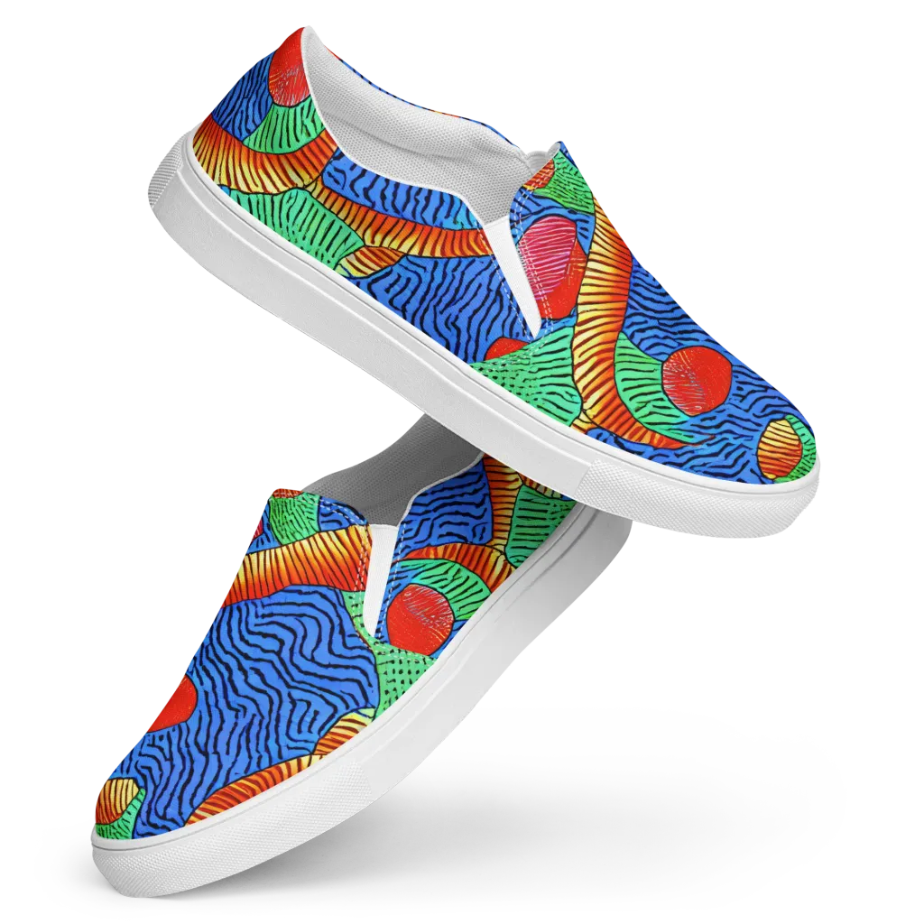 Molten Maze on Women's Slip-On Canvas Shoes — Front