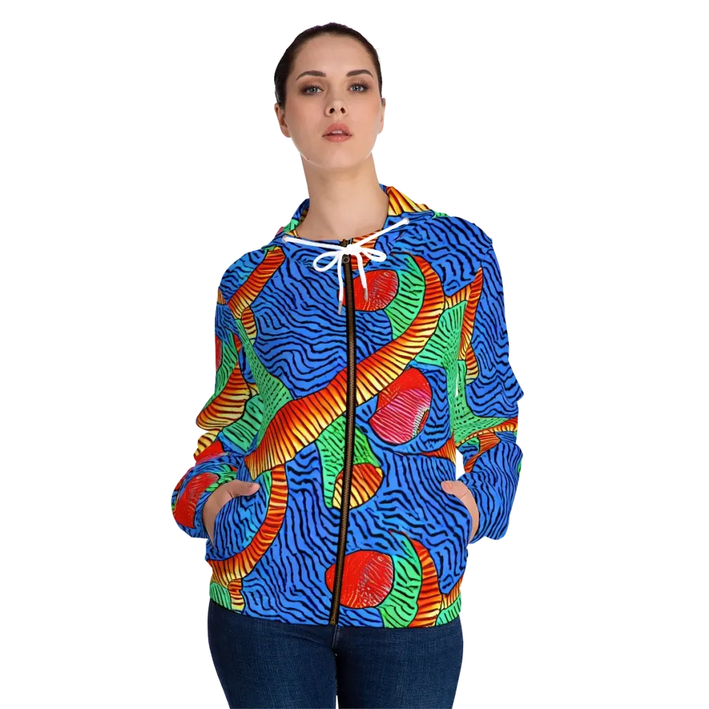 Molten Maze on Women's Full-Zip Hoodie — Front On Person