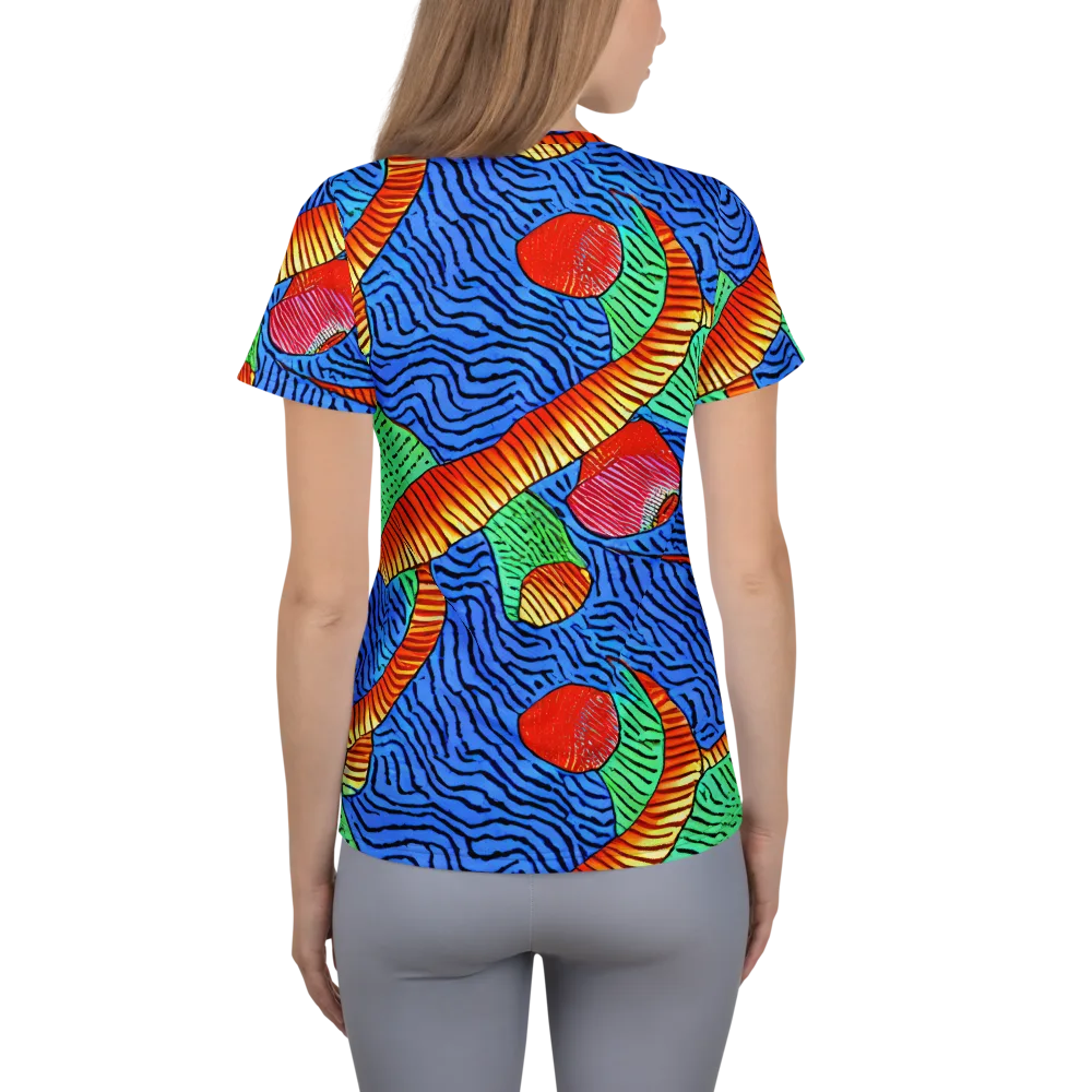 Molten Maze on Women's Athletic T-Shirt — Back