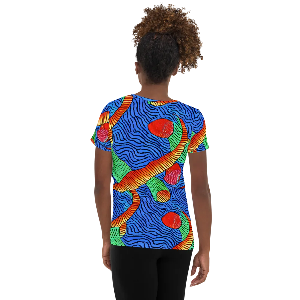 Molten Maze on Women's Athletic T-Shirt — Back