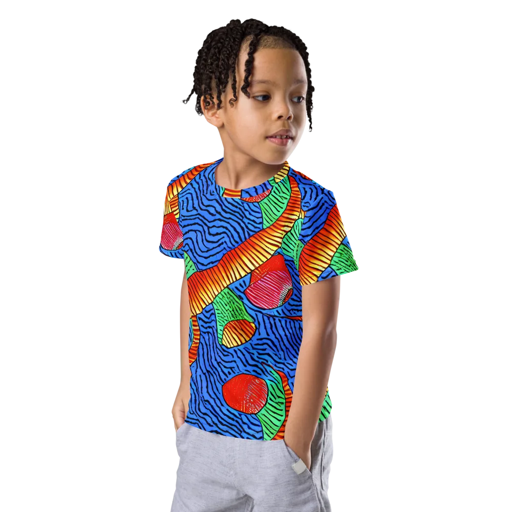 Molten Maze on Kids Crew Neck T-Shirt — Left Front