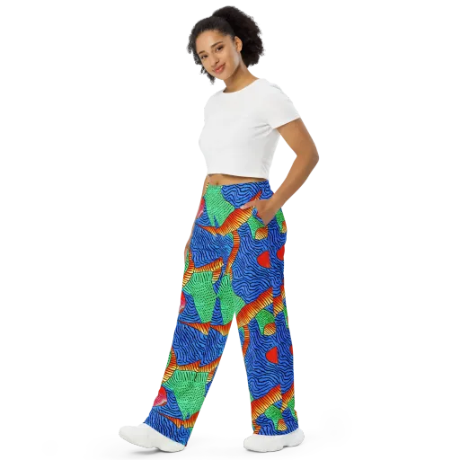 Molten Maze on a Wide-Leg Pants