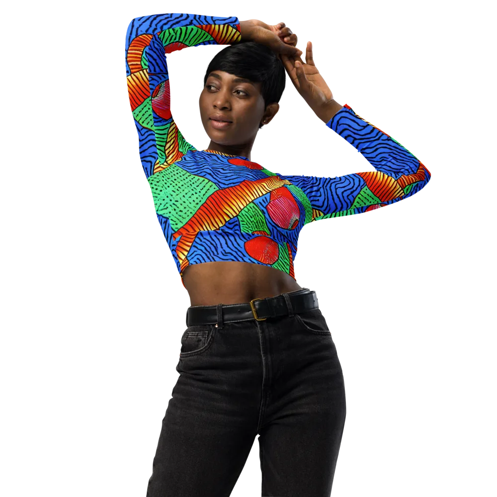 Molten Maze on Long Sleeve Crop Top — Front