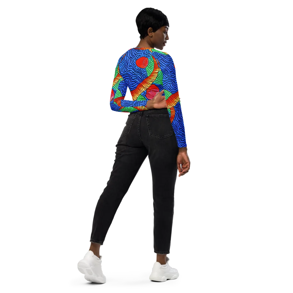Molten Maze on Long Sleeve Crop Top — Right Back