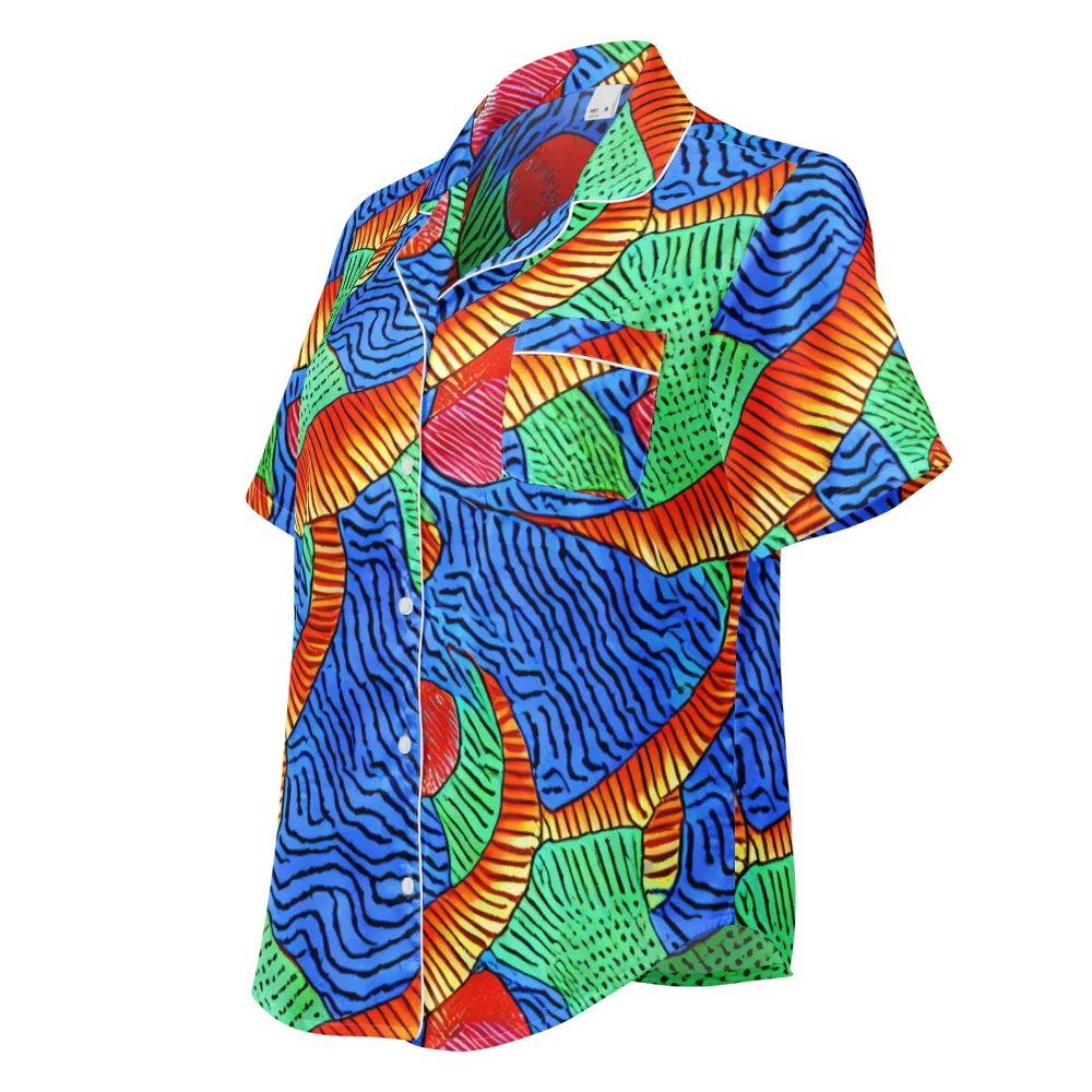 Molten Maze on Women's Short Sleeve Pajama Top — Left Front