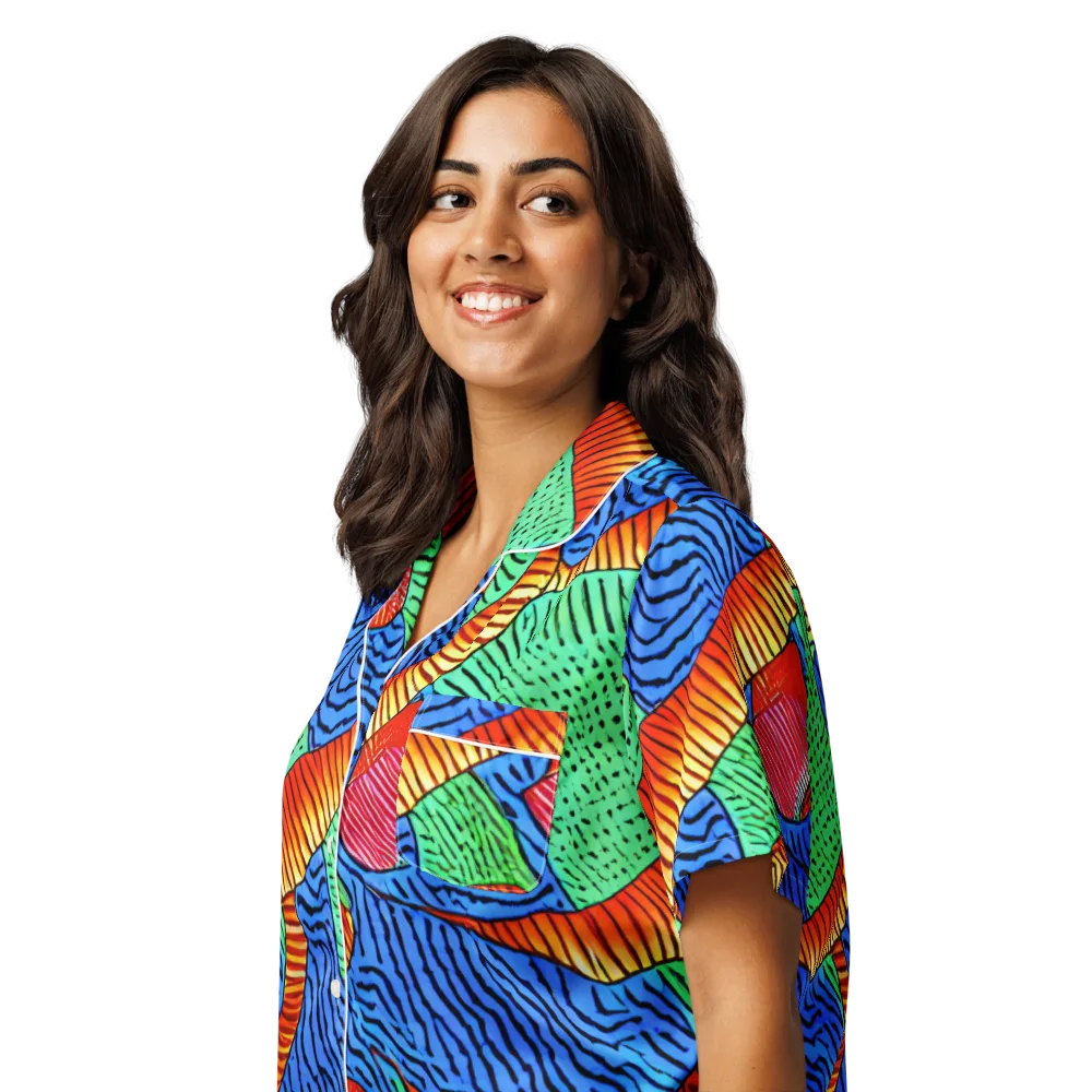 Molten Maze on Women's Short Sleeve Pajama Top — Left Front