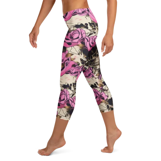Rosebone Riot on a Capri Leggings