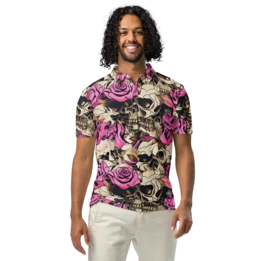 Rosebone Riot on a Men's Slim Fit Polo Shirt